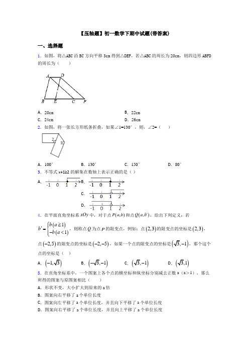 【压轴题】初一数学下期中试题(带答案)