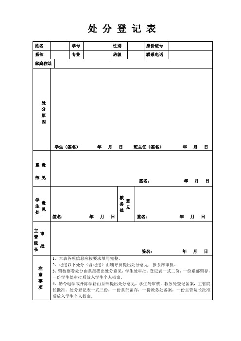 处分登记表