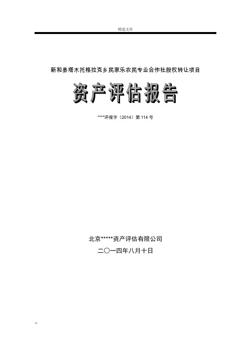 股权转让资产评估报告模板