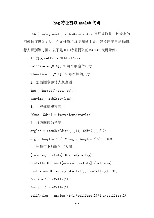 hog特征提取matlab代码