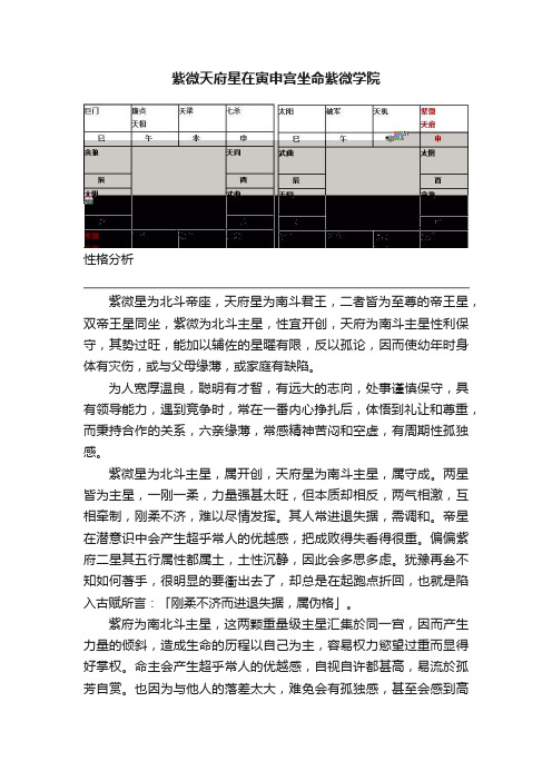 紫微天府星在寅申宫坐命紫微学院