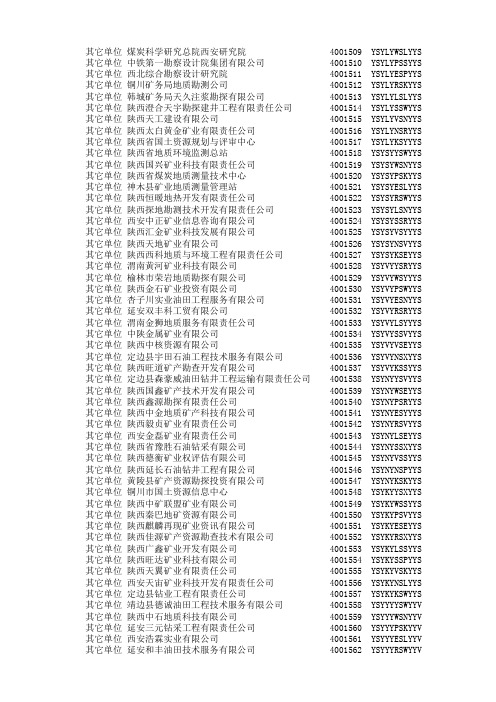 陕西地勘单位用户名和序列号