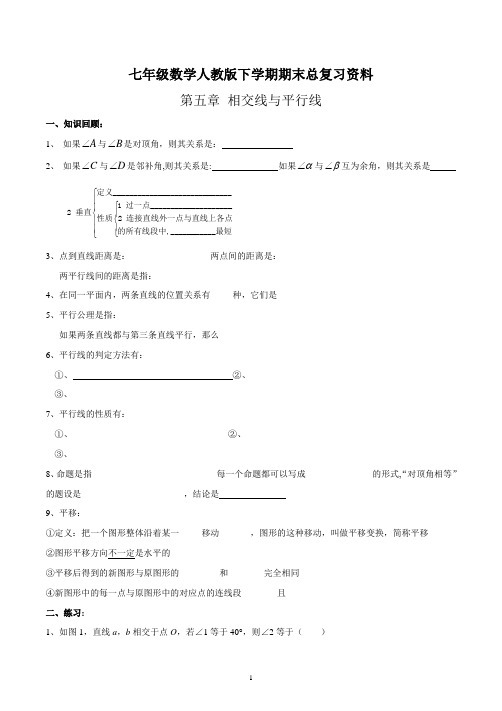 新人教版七年级数学下册各章知识点练习