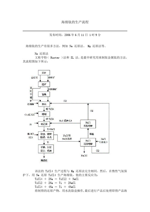 海绵钛的生产流程