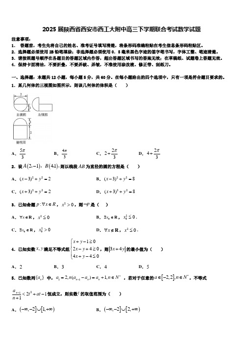 2025届陕西省西安市西工大附中高三下学期联合考试数学试题含解析