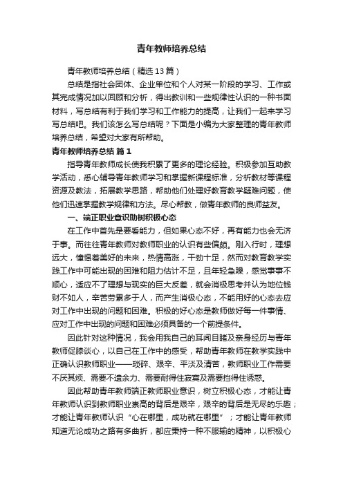 青年教师培养总结（精选13篇）