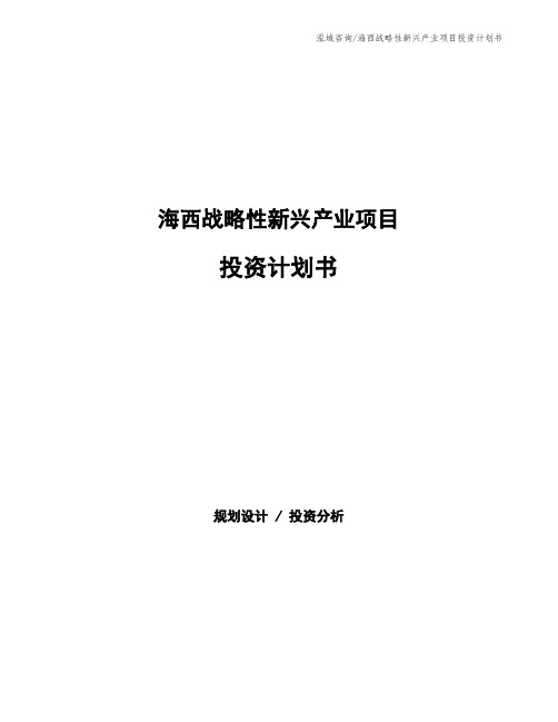 海西战略性新兴产业项目投资计划书