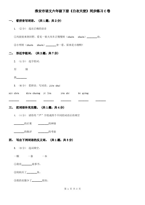 淮安市语文六年级下册《白衣天使》同步练习C卷