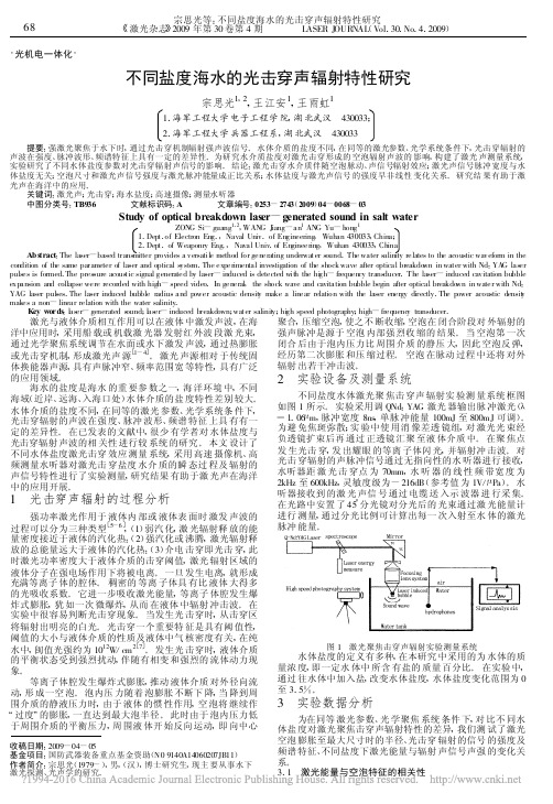 不同盐度海水的光击穿声辐射特性研究