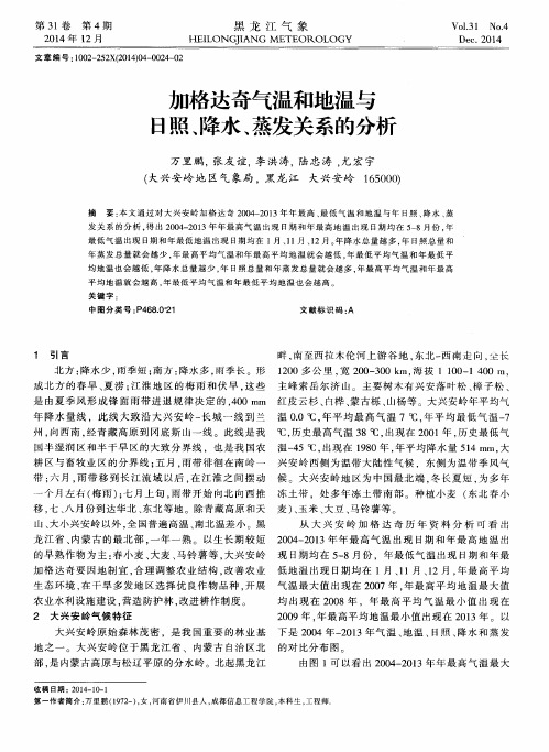 加格达奇气温和地温与了照、降水、蒸发关系的分析