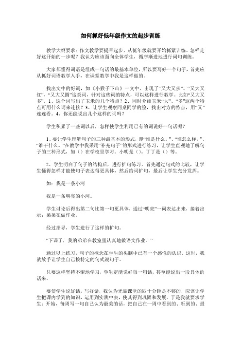 如何抓好低年级作文的起步训练