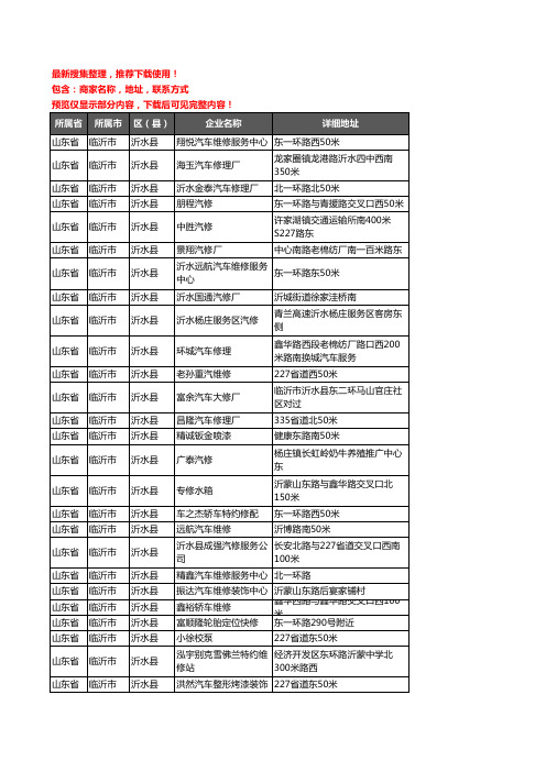 新版山东省临沂市沂水县汽车维修企业公司商家户名录单联系方式地址大全535家