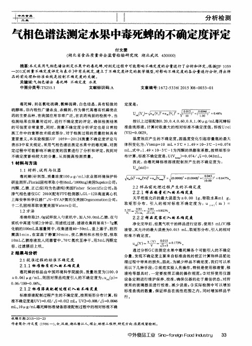 气相色谱法测定水果中毒死蜱的不确定度评定