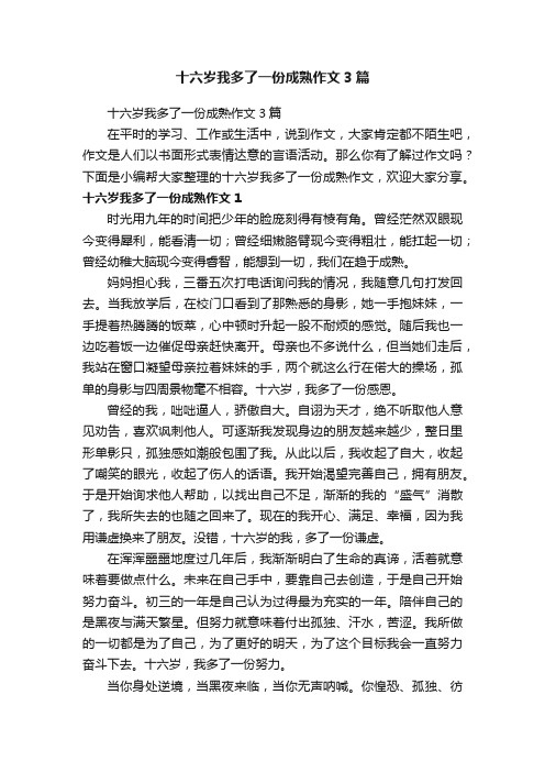 十六岁我多了一份成熟作文3篇