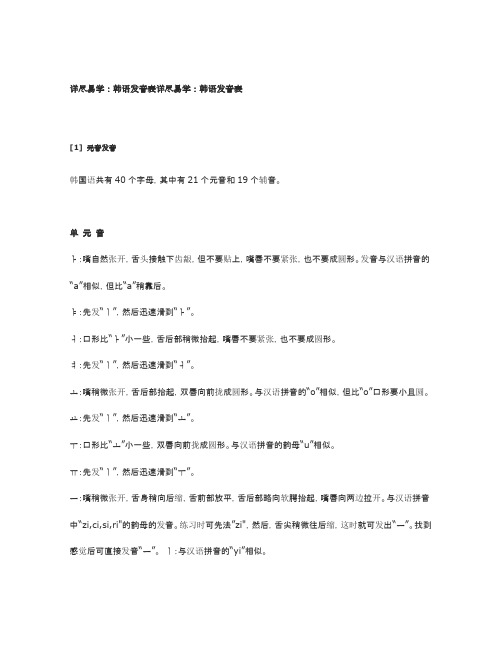 简单韩语发音表