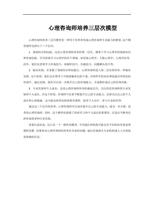 心理咨询师培养三层次模型