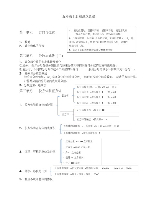 (完整)五四制青岛版五年级数学上知识点总结,推荐文档