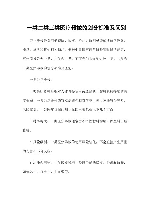 一类二类三类医疗器械的划分标准及区别