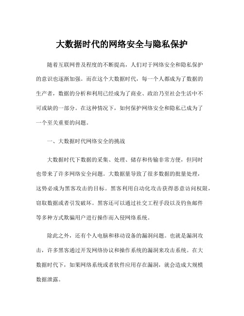 大数据时代的网络安全与隐私保护