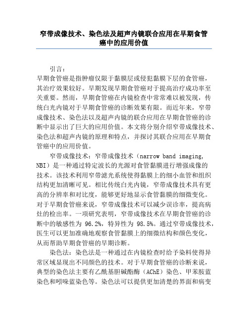 窄带成像技术、染色法及超声内镜联合应用在早期食管癌中的应用价值