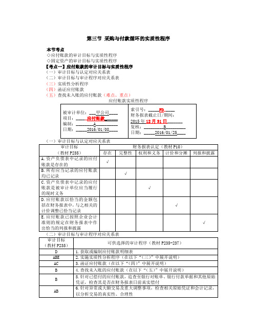 采购与付款循环的实质性程序