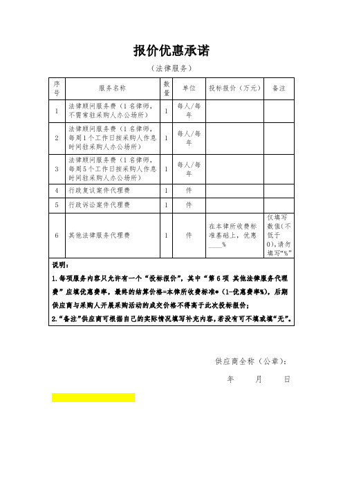 报价优惠承诺