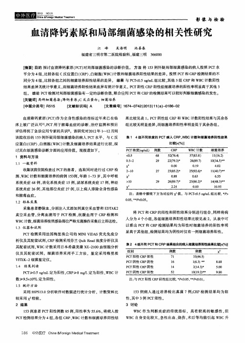 血清降钙素原和局部细菌感染的相关性研究