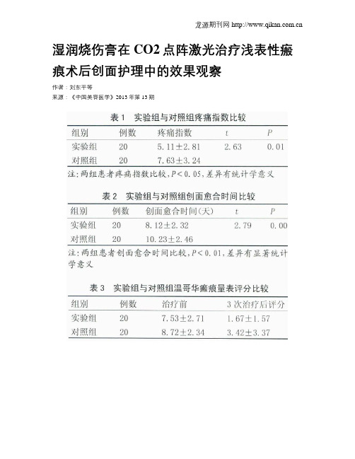 湿润烧伤膏在CO2点阵激光治疗浅表性瘢痕术后创面护理中的效果观察