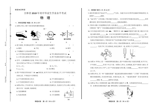 2019年吉林省中考物理试卷(含答案与解析)