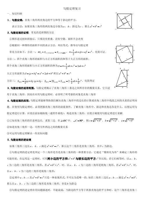 勾股定理知识点与常见题型总结