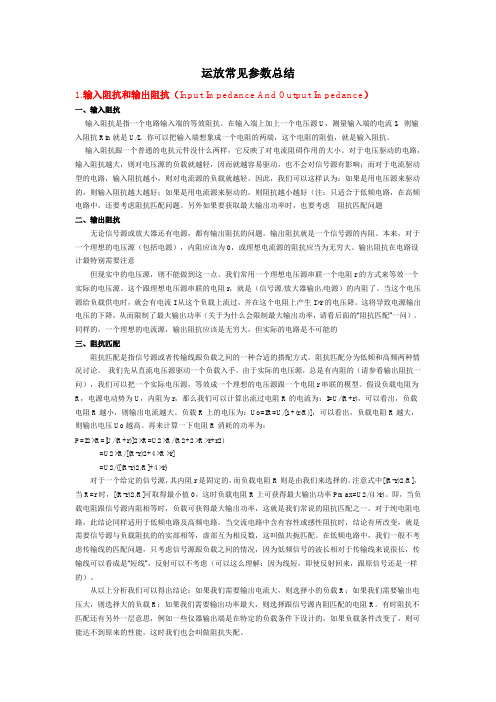 运算放大器常见参数解析