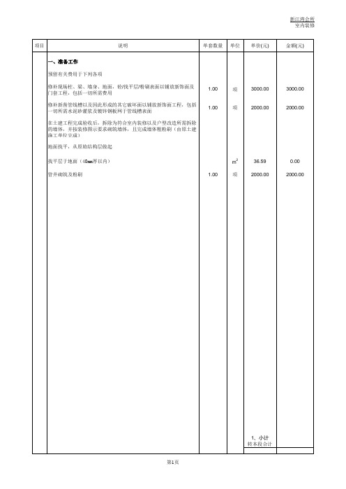 会所预算清单(标准模板)