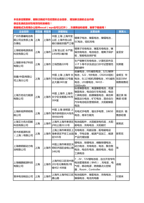 2020新版上海市充电电池工商企业公司名录名单黄页大全98家