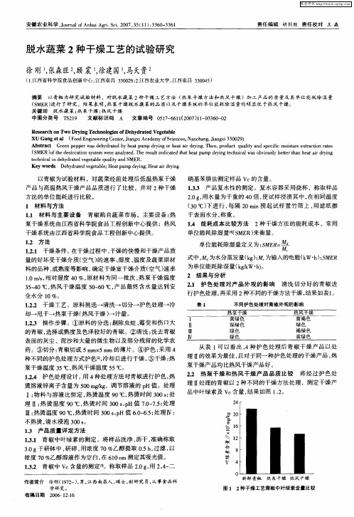 脱水蔬菜2种干燥工艺的试验研究