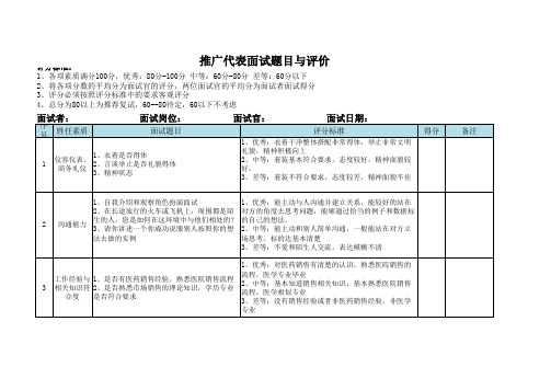 面试问题及评分标准