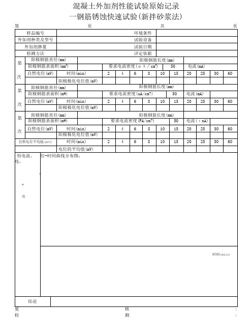 钢筋锈蚀原始记录