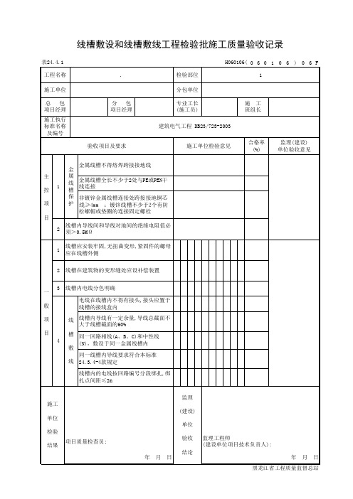 线槽敷设和线槽敷线工程检验批施工质量验收记录