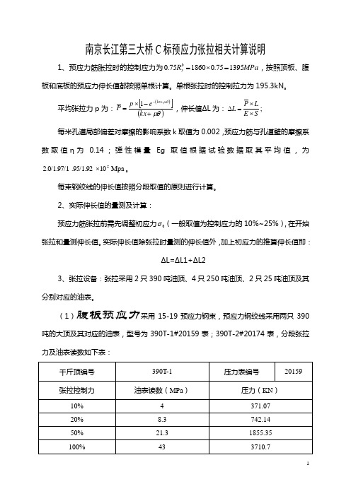 预应力筋张拉伸长值计算说明