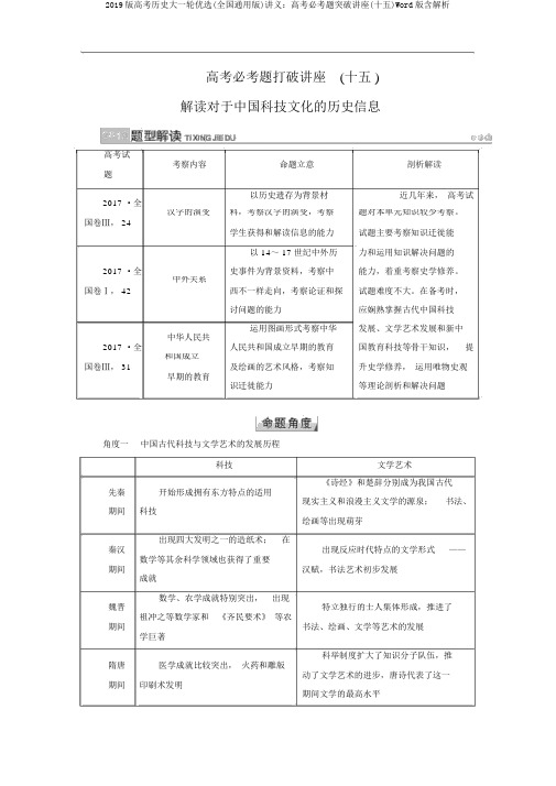 2019版高考历史大一轮优选(全国通用版)讲义：高考必考题突破讲座(十五)Word版含解析