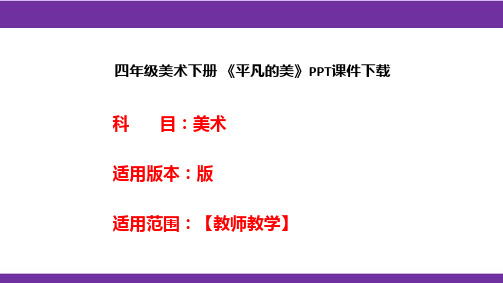 四年级美术下册 《平凡的美》PPT课件下载