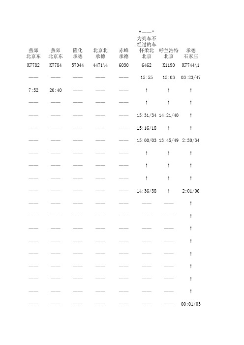 京承线列车时刻表