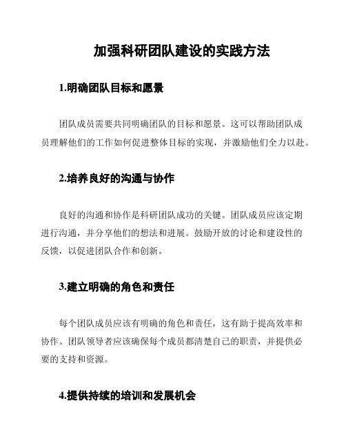 加强科研团队建设的实践方法