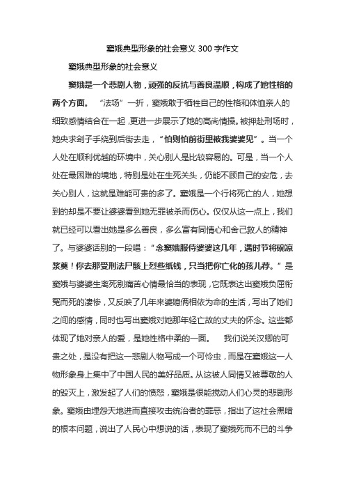 窦娥典型形象的社会意义300字作文