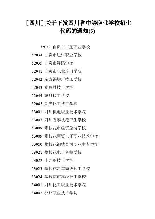 [四川]关于下发四川省中等职业学校招生代码的通知(3)