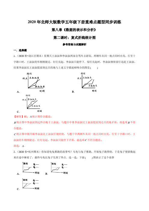 2020年北师大版数学五年级下册重难点题型训练第八章《数据的表示和分析》：复式折线统计图