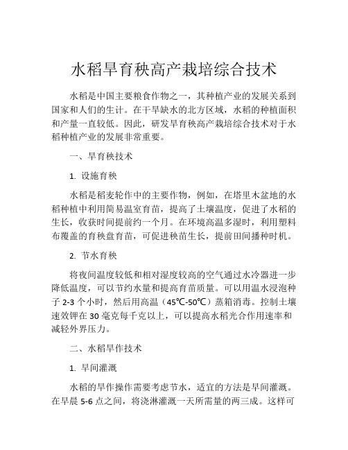 水稻旱育秧高产栽培综合技术