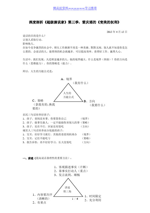 深度剖析《超级演说家》第三季-雷庆瑶的《变美的权利》