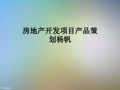 房地产开发项目产品策划杨帆