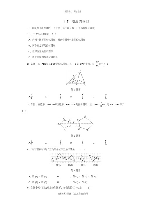 4最新浙教版初中数学九年级上册专题练习.7图形的位似