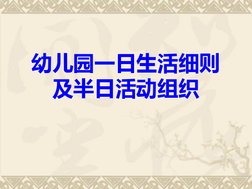 幼儿园一日生活细则及半日活动组织ppt